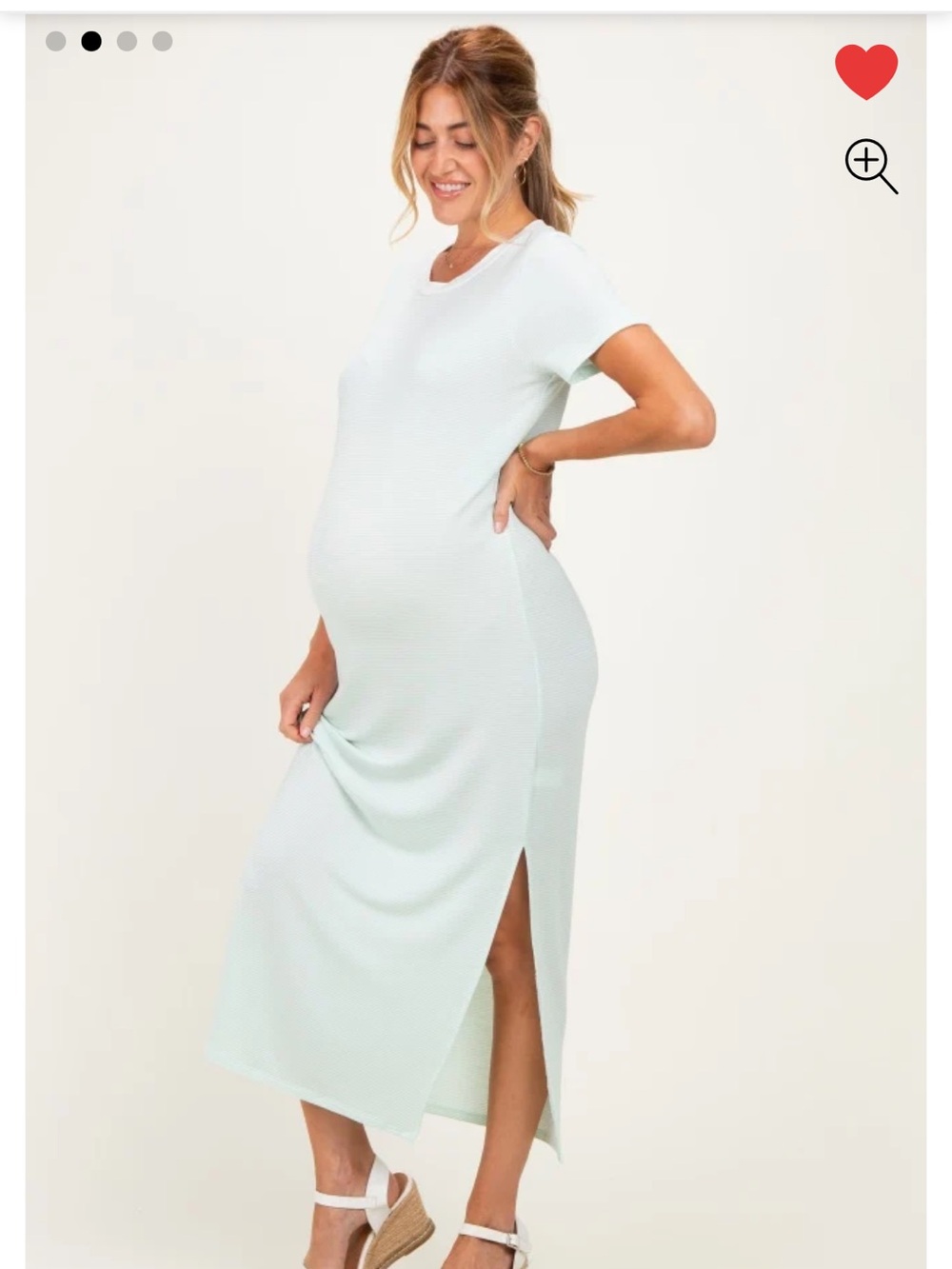 Ivory/ Mint Striped Short Sleeve Maternity Dress